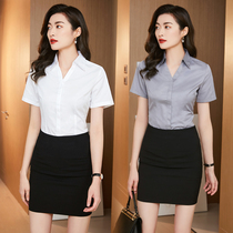 Professional suit Womens summer short-sleeved shirt skirt Jewelry store overalls formal front desk reception work wear two-piece suit