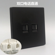 Black type 86 dual-port telephone straight-through panel CAT3 voice telephone docking module dual-port telephone line socket