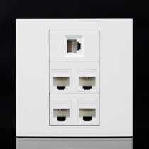 Type 86 four-port VOIP socket panel 4 computer network cables 1 voice telephone socket with module