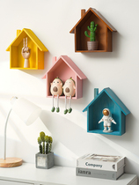 Retro nostalgic home wall porch decorations wall hanging solid wood small house decorations shelf simple pendant