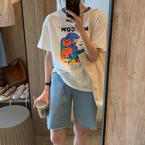Pregnant womens shorts summer thin section outerwear raw edge blue denim five-point pants fashion loose casual wide-leg pants summer dress