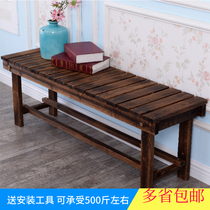 Outdoor long stool balcony solid wood bench courtyard anti-corrosion wooden stool shoe change stool garden bench bathroom bench
