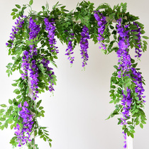 Simulation Purple Vines Flowers Fake Flowers Vines Bar Ceiling Flower String Vine Hanging Flowers Decoration Flower Plastic Plant Air Conditioning Piping Shelter