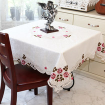 Embroidered square tablecloth tablecloth table square tea table mahjong tablecloth European style simple cover cloth