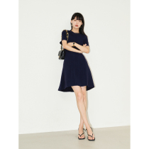 MRS Studios Japan import acetic acid classic temperament three-dimensional waist-cinching thin short-sleeved dress small black skirt
