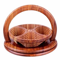 Xinjiang handicrafts walnut hand-carved foldable 4-grid wooden fruit basket personality basket fruit plate promotion