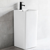 Simple ceramic conjoined column basin toilet vertical small hand wash pool balcony floor-standing one face plate Square