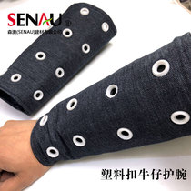 High quality thick denim glass wristband glass factory protection hand arm protection anti-cut denim plastic buckle wrist guard