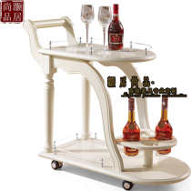 American solid wood dining car wine truck white home restaurant Tea Truck kitchen mobile trolley customization