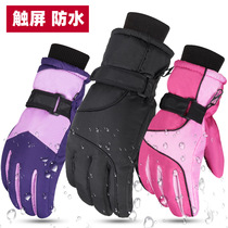 Men and women winter thick velvet warm motorcycle waterproof non-slip wind riding touch screen play snow skiing cotton gloves winter