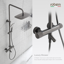 robern gun Gray all copper thermostatic shower set hot and cold shower shower nozzle bathtub faucet