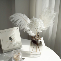 Feather bouquet fresh Reed dried flower decoration Desktop Window room living room decoration ins home decoration Net Red