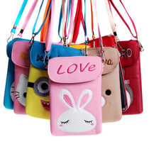 Korean cute girl shoulder bag children vertical small shoulder bag cartoon backpack mobile phone bag girl coin purse
