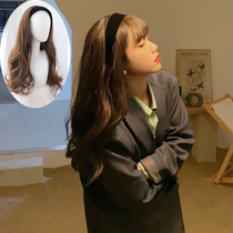 Wig female hair U-shaped half head cover simulation human hair big wave natural Net red hair band long curly hair full head cover