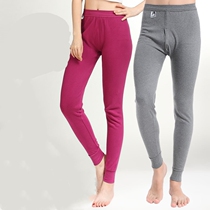 Male and female pure cotton fall pants in thick cotton sweatpants single line pants full cotton regular warm pants with underpants workout lining pants