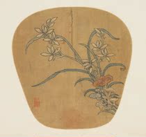 Mingsi Zhilan and show the fan axis ultra-high-definition electronic picture decoration painting identification copy Chinese painting material