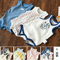Three clothes for baby slim fit pure cotton khaclothes infant vest-style triangular climbing conjoined clothes and summer style childrens clothes