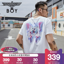 boylondon short sleeve male 21 summer gradient dyed butterfly stitching white T-shirt T70301
