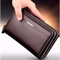 Summer new mens bag double zipper mens handbag clutch bag mens business clutch bag double zipper wallet