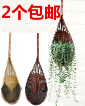 Hanging Wall bamboo rattan bamboo basket bamboo basket hanging wall basket Dendrobium air pineapple hanging flower pot Thai handmade bamboo rattan weaving
