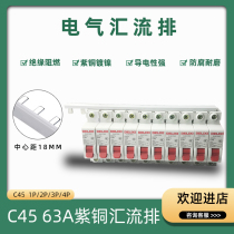 Electrical bus bar 1P 63A national standard red copper open connection row wiring copper bar DZ47 C45 with leakage