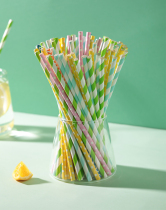 4444 eco-friendly paper straw disposable Rainbow cute fruit juice milk tea tube with QS packaging 100