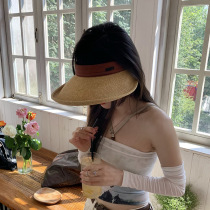 Japan Sun Li the same hat Womens summer sun visor sunscreen empty top hat UV-proof sun hat hairband hat straw hat