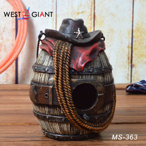 Western giant creative wine barrel boot hat bird house pendant home decoration retro resin crafts wine cabinet ornaments