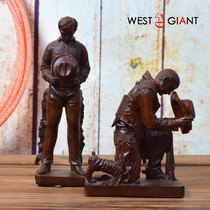 Western giant denim wood carving Western denim hand-carved custom home bar ornament ornaments