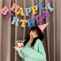 Korea ins little red book net red Macaron happy birthday pull flag felt pull flag Adult childrens party layout