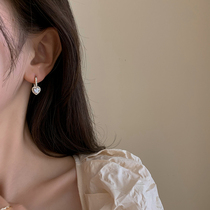 South Korea micro inlaid with zircon love ear hook female niche design sense light luxury earrings 2021 new trend earrings
