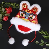 Tiger head hat children boys and girls traditional handmade red baby baby New Year Year of the Tiger hat