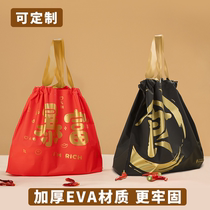 Bundle pocket takeaway packaging bag drawstring packaging bag portable food bag gift bag shopping red plastic bag customization
