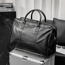 Large capacity bag fashion leather horizontal Hand Bag Mens briefcase file shoulder bag casual business trip computer bag