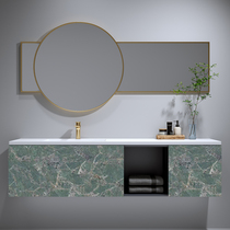 Designer custom bathroom cabinet combination double basin rock board one toilet wash table hand wash basin Pool 1 8