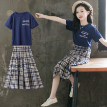  Tide brand girls summer clothes 2021 large and small childrens new Western style dress princess skirt summer girl suit skirt