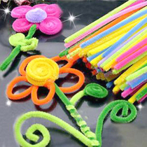 Niuniu stick woolen strip color strip Kindergarten hand-made material toy color velvet velvet stick hair root twist