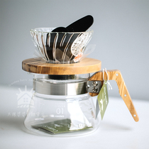 Spot Japan HARIO imported V60 heat-resistant glass olive wood hand-brewed coffee sharing pot filter Cup 01 02