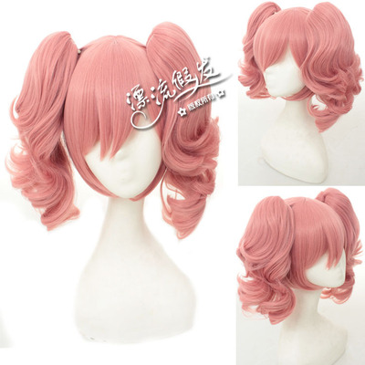 taobao agent Demon Fox@SS Skull Palace Song Leising Pink Pink Short Hair Wig double ponytail fake hair cos wigs