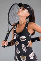 Haitao spot HYDROGEN hydrogen atom black vest training skirt womens tennis dress sleeveless sports skirt