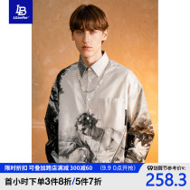 Lilbetter shirt men European and American retro coat casual loose top Tide brand print Ruffian shirt tide LB