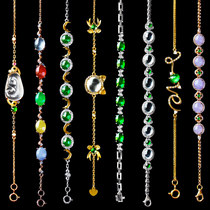 Ice natural jade bracelet female beads egg surface bare stone inlay 18K gold Burmese jade bracelet weaving custom