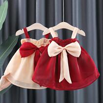 Korean girls dress 2021 summer new female baby year-old dress Western style childrens suspender princess skirt