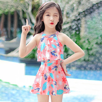 Korean childrens swimsuit womens summer big boy 2021 new one-piece girl princess swimsuit baby sunscreen swimsuit
