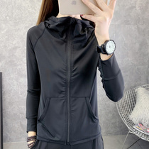 Hooded long sleeve quick-drying clothes T-shirt female autumn outdoor fitness cycling running cardigan elastic breathable yoga sportswear