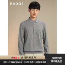 ERDOS mens autumn and winter small lapel silk blend long sleeve knitwear mens top pocket decoration breathable