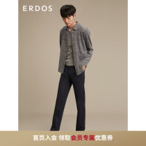 ERDOS mens 21 autumn and winter new small lapel single-breasted cotton long sleeve thin mens knitted shirt casual