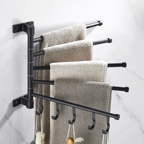 Bathroom Swivel Towel Rack Active Towel Rod Multipole Wall-mounted Toilet Shelve Toilet Shelve Black Stiletto