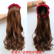(Hair hoop type) matte one-piece long curly hair half-head wig piece can straighten the hair clip large wave thickening