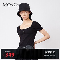 MOCO 2021 spring and summer new smiley face embroidery short-sleeved t-shirt top female mo anke